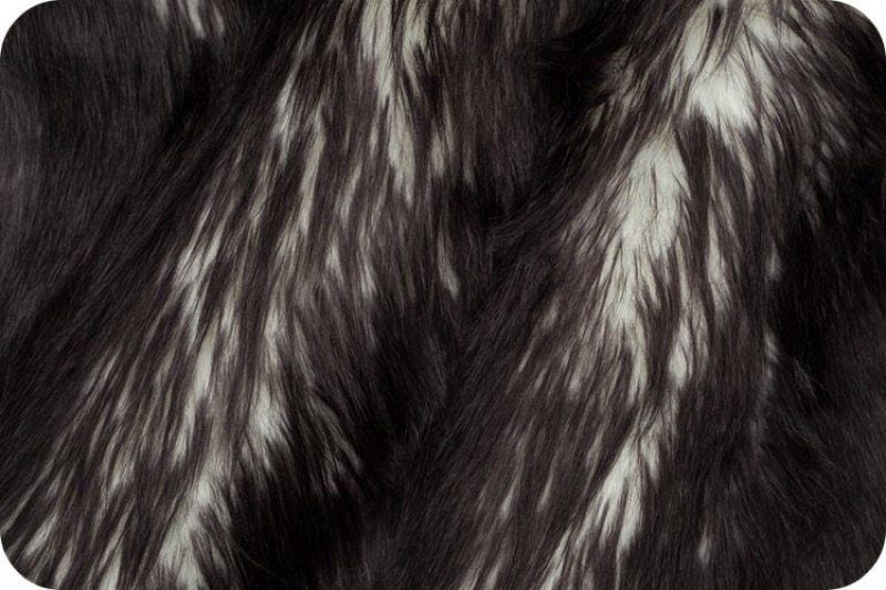 Black grey white fur fabric Mongolian monster furry fuzzy sew sewing outlet diy