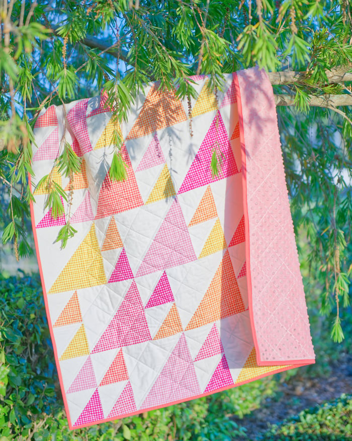 Gingham baby girl quilt