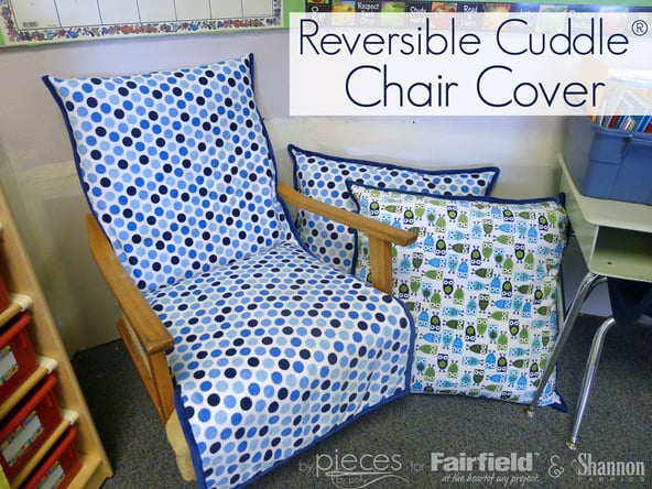 Fun DIY sewing project - Cuddle® Pillows with contrast binding and Chair Cover - tutorial by Pieces by Polly