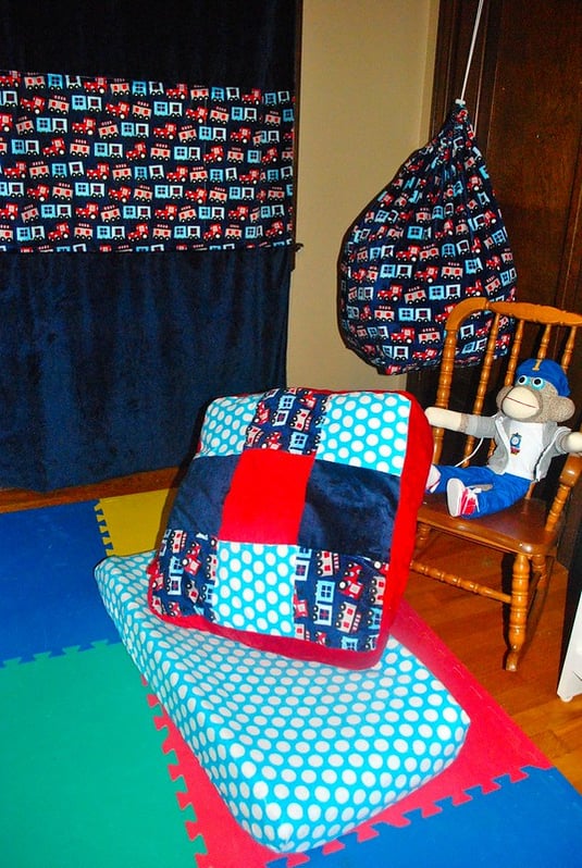  The cutest Toddler Train Room Cuddle fabric makeover by Lindsay Sews