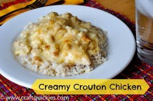 This recipe is crazy simple and so yummy! It comes together so quickly! - Creamy Crouton Chicken from Craft Quickies
