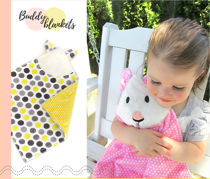 How To Sew Cuddle Minky Fabric Animal Buddy Blankets bunny and kitty baby blankets