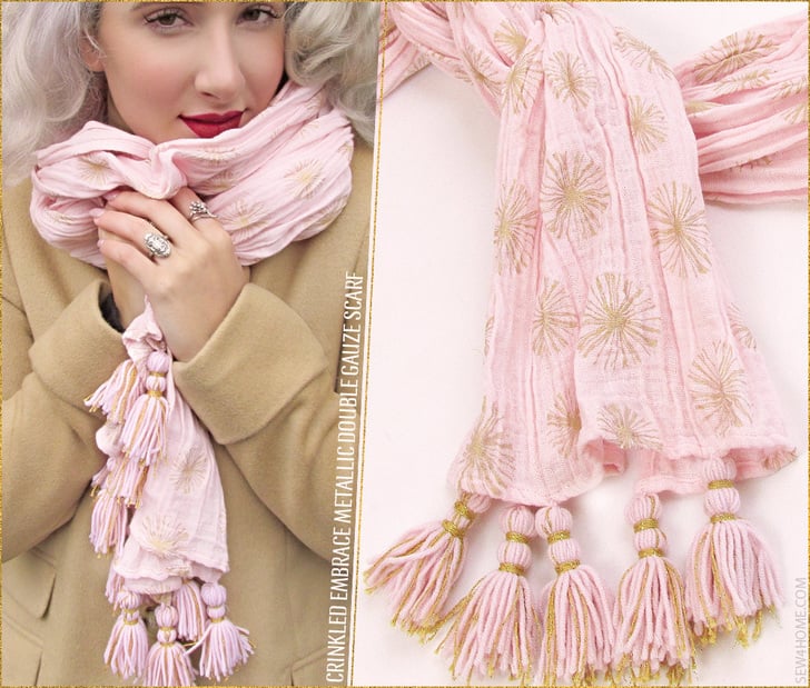 Embrace Double Gauze Metallic Crinkle Scarf so luxurious