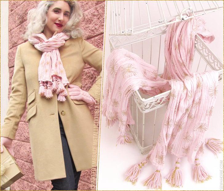 Embrace Double Gauze Metallic Crinkle Scarf wear it all year round