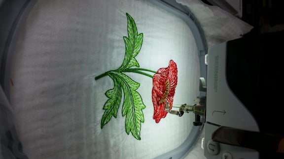 Flower machine embroidery on Embrace double gauze sewn on the BERNINA