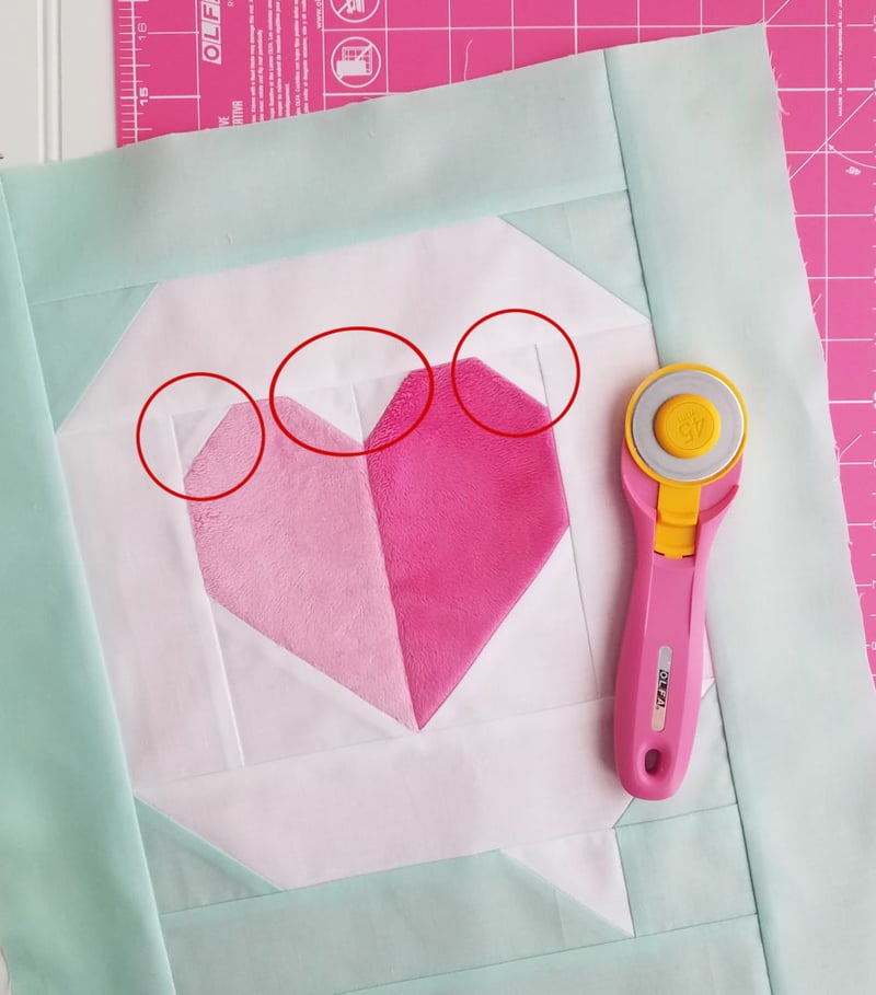 I Heart You Quilt Block in Cuddle tips and tricks for an adorable block