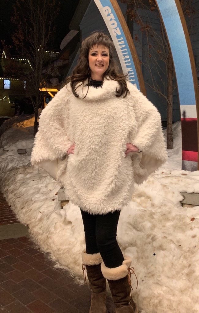 Luxe Poncho out on the town