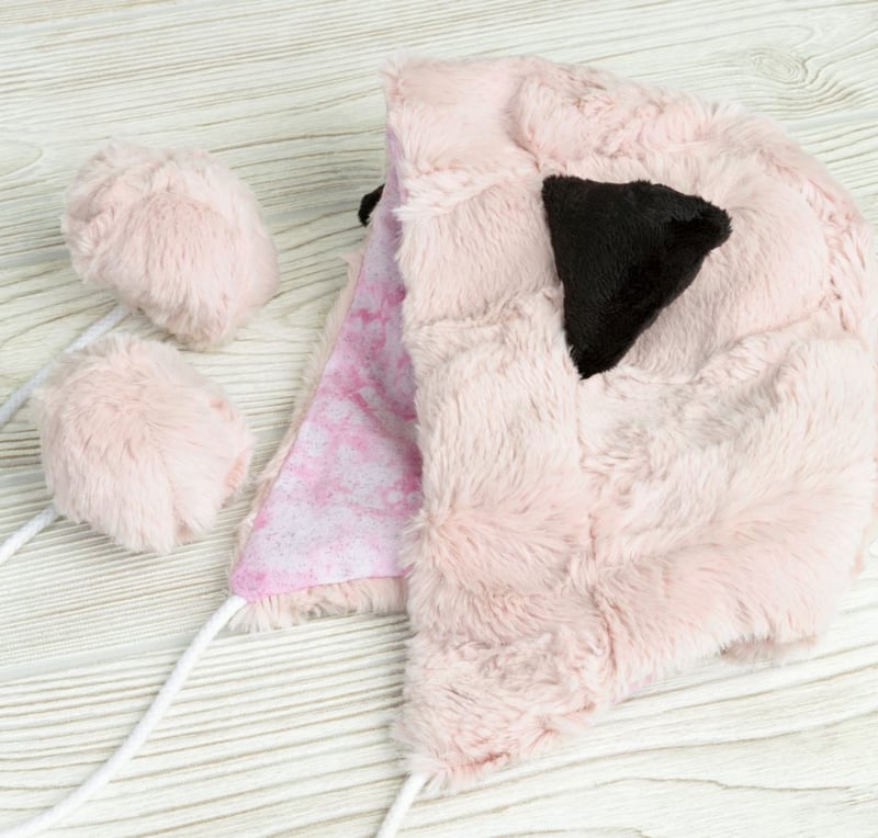Luxe Cuddle Hide Rose Water Cat Hat with pom poms so adorable for a little girl
