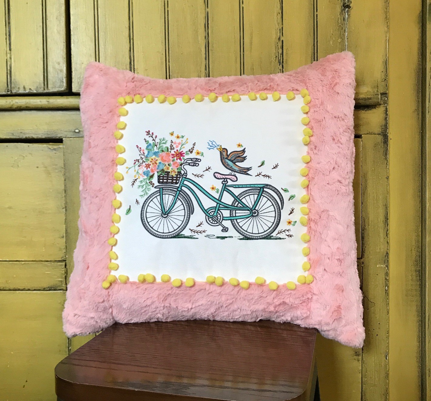 Luxe Cuddle Frame Pillow with bike