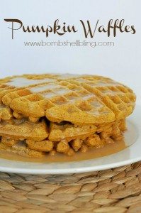 These pumpkin waffles are so delicious!! We make them all fall long, and they are PERFECT with homemade buttermilk syrup! #pumpkinrecipe #pumpkin #waffles
