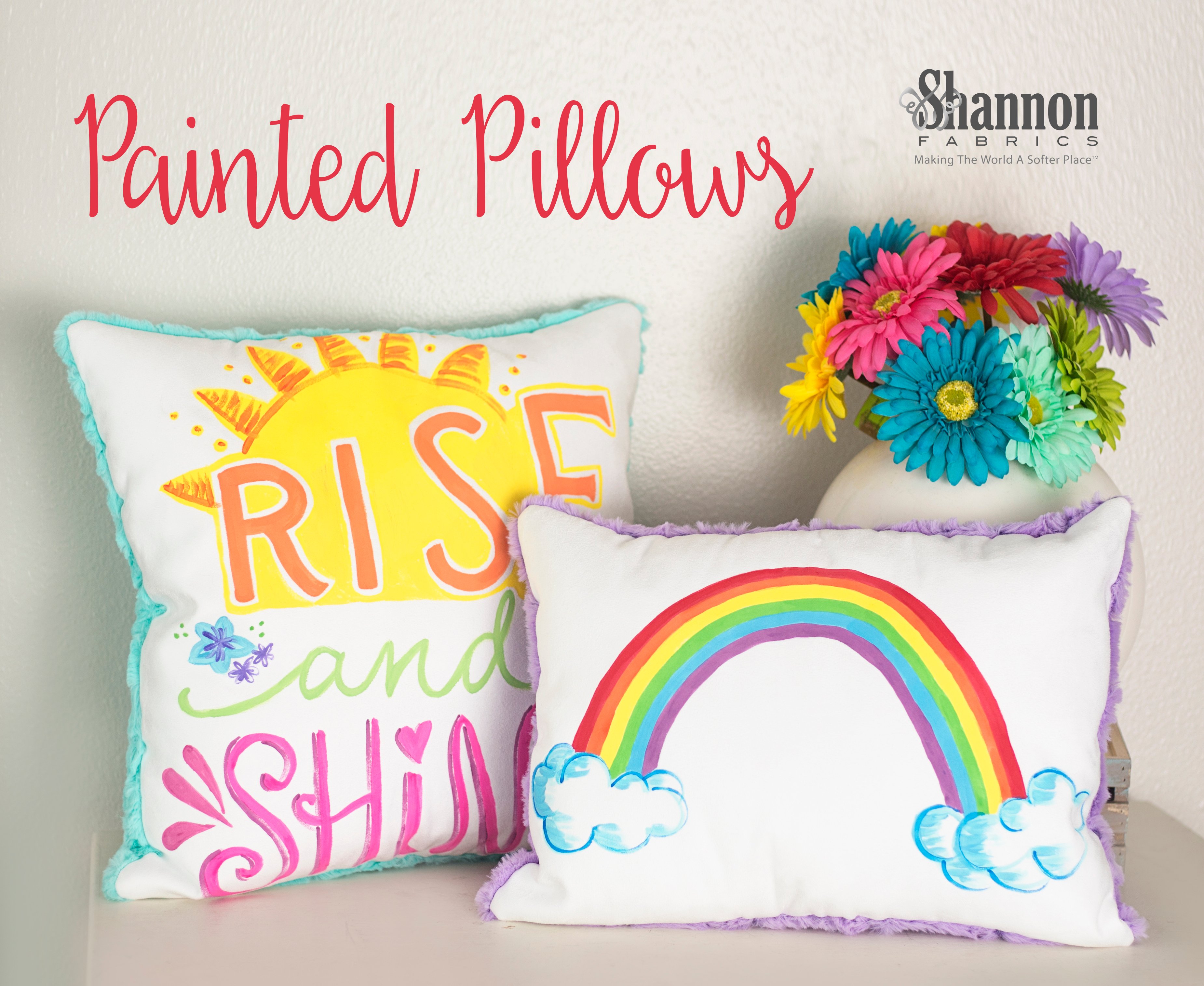 Pretty Painted Pillows DIY for Spring in Cuddle® Suede and Luxe Cuddle®