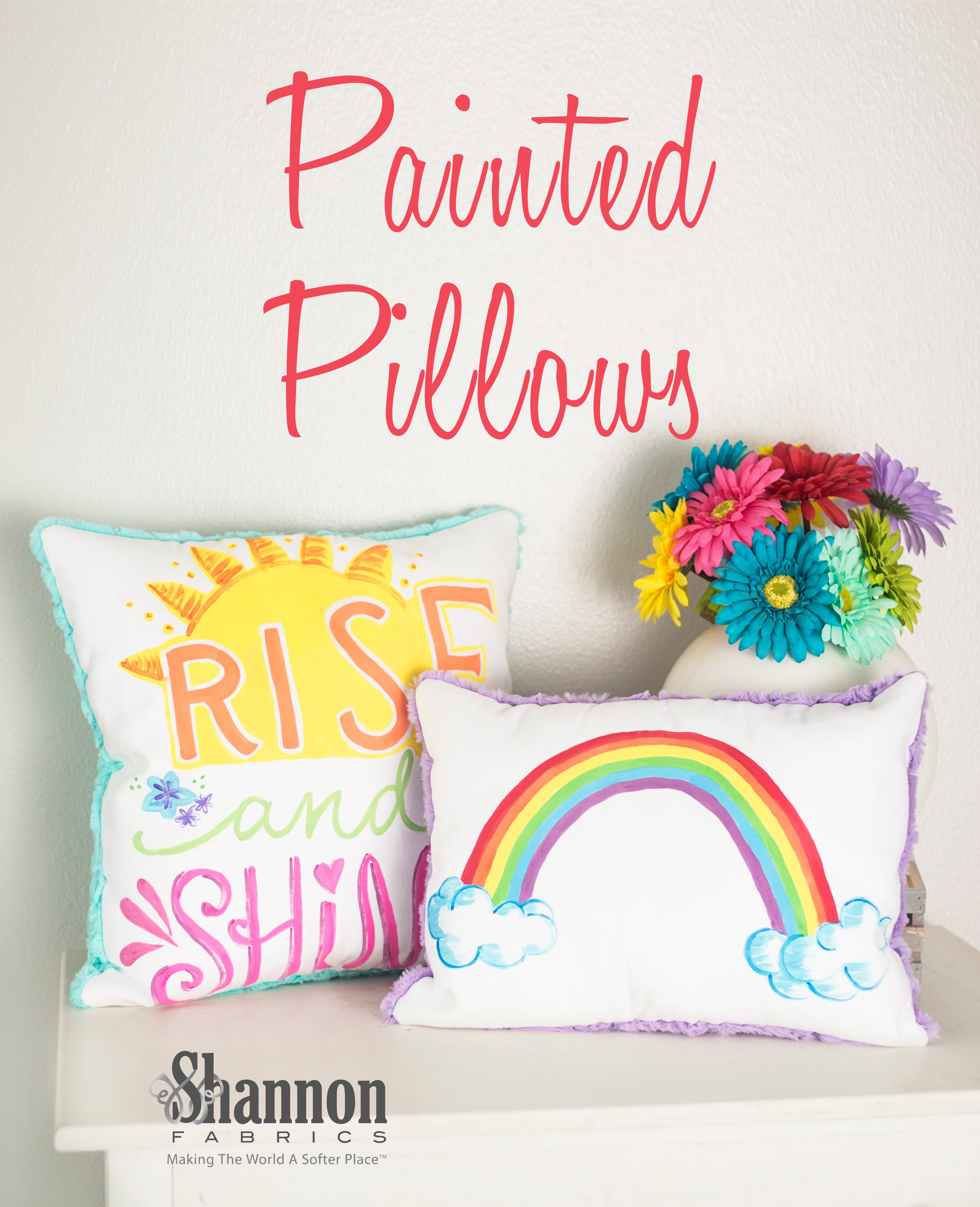 Pretty Painted Pillows DIY for Spring in Cuddle® Suede and Luxe Cuddle®