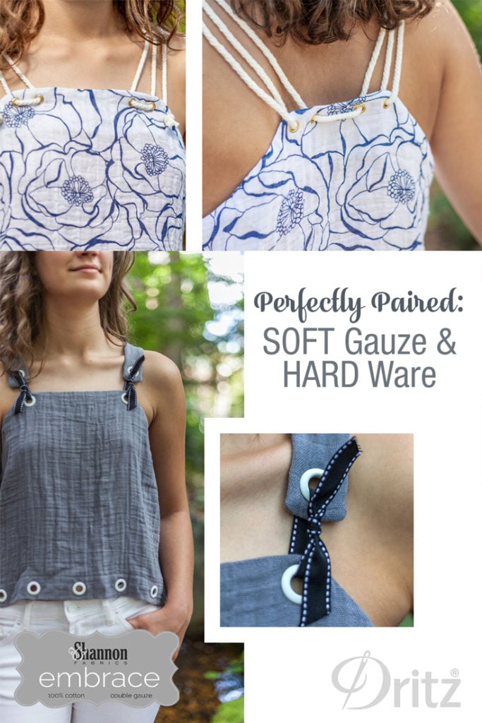 Dritz Hardware and Embrace Double Gauze make a pretty tank top