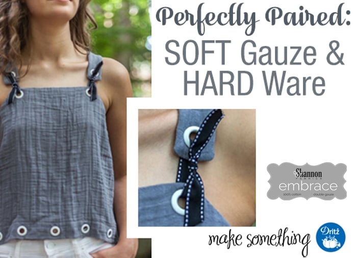 Embrace Double Gauze Tank top and Dritz Hardware - we love the pairing of Hard and Soft!