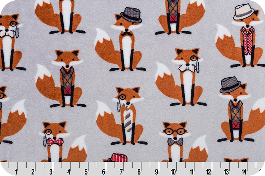 Nifty Fox Steel Cuddle fabric, by Andie Hanna, a licensed Robert Kaufman Cuddle Collection