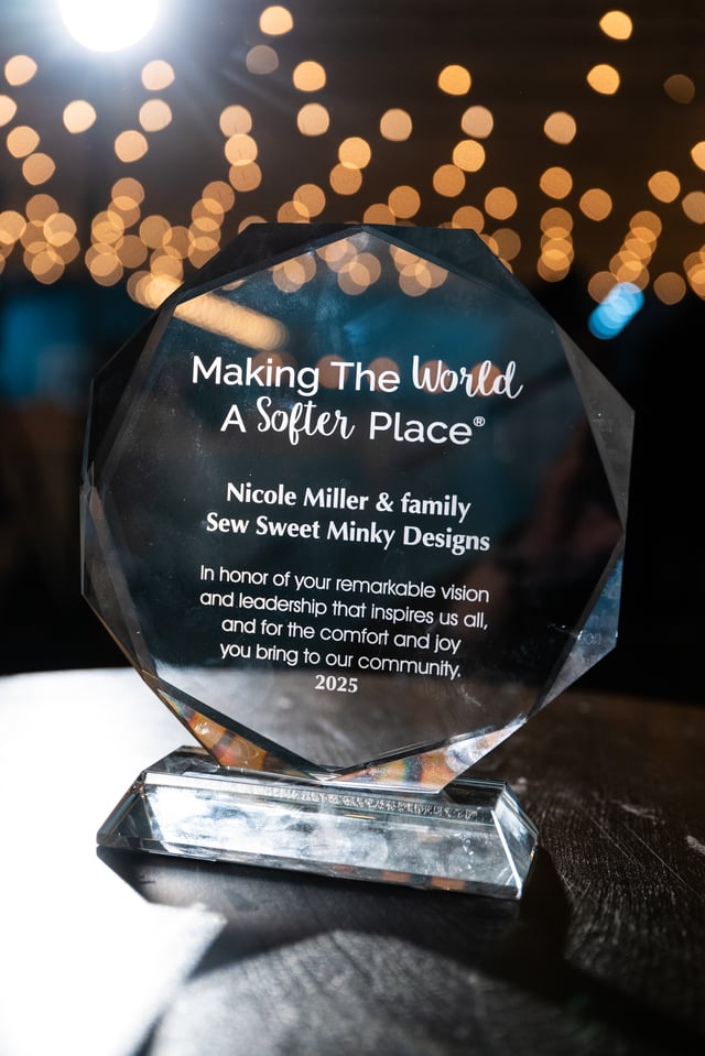 Inaugural Making the World a Softer Place Award Presented to Nicole Miller at Sew Sweet Minky