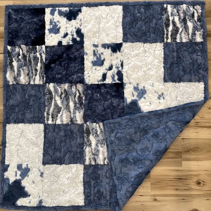 blue patchwork quilt 