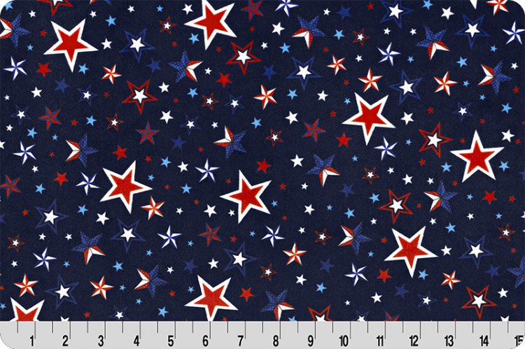 American read, white and blue stars Cuddle® Minky Fabric