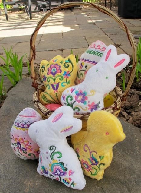 Fluffy Cuddle® Bunnies and More! In the hoop Easter Stuffies