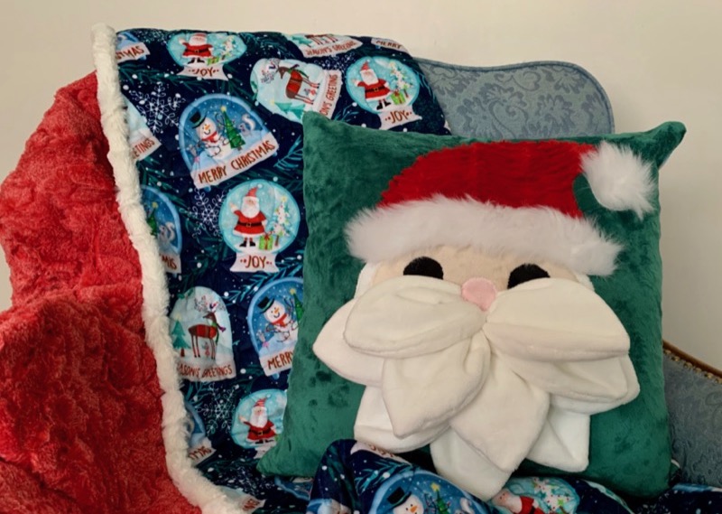 Felt Applique Airplane SantaClaus and Elf Christmas Stocking Kit  Contemporary Stitchery Crafts