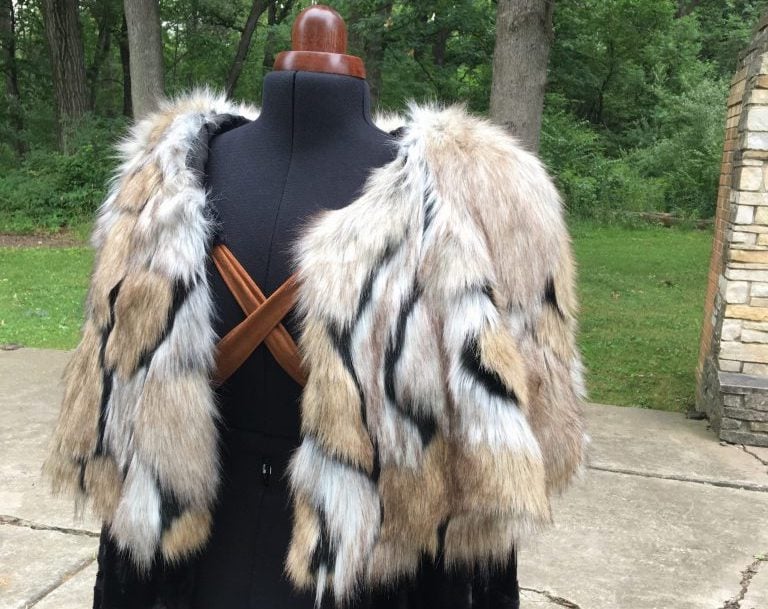 Vtg Rabbit Fur Vest Fashion Clothing Cosplay Costume Tie Front Sz M Brown  Spot